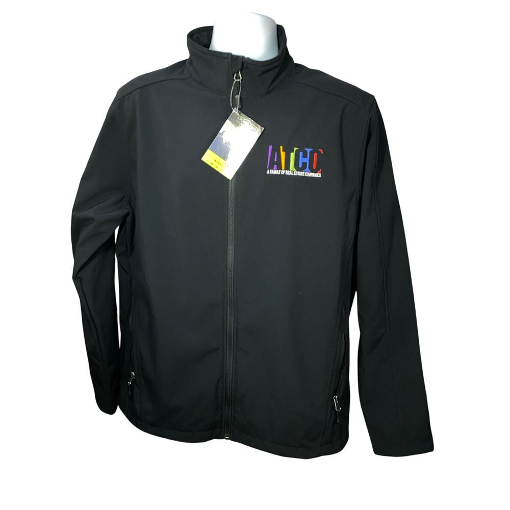 Crossland Black Soft Shell Jacket Men’s Large ATCO Real Estate Gear Full Zip NEW